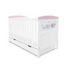 Ickle Bubba Coleby Style Cot Bed with Under Drawer Elephant Love Pink