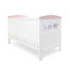 Ickle Bubba Coleby Style Cot Bed and Sprung Mattress Elephant Love Pink