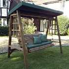Charles Taylor Dorset Three Seat Swing with Green Cushions and Roof Cover