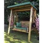 Charles Taylor Dorset Two Seat Swing with Green Cushions and Roof Cover