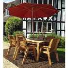 Charles Taylor 6 Seater Rectangular Table Set with Burgundy Cushions, Storage Bag, Parasol and Base