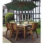 Charles Taylor 6 Seater Rectangular Table Set with Green Cushions, Storage Bag, Parasol and Base