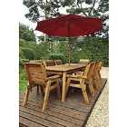 Charles Taylor 8 Seater Rectangular Table Set with Burgundy Cushions, Storage Bag, Parasol and Base