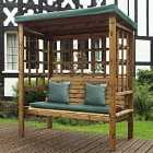 Charles Taylor Bramham Three Seat Arbour with Green Roof Cover and Cushions