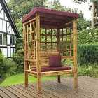 Charles Taylor Bramham Two Seat Arbour with Burgundy Roof Cover and Cushions