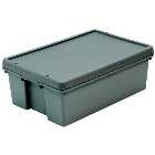 Barton Storage 012495/5 - 36L Upcycled Plastic Box & Lid - Grey Pack of 5 (600 x 400 x 220mm)