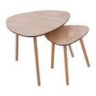 Premier Housewares Set of 2 Side Tables Wood Effect Veneer Pine Wood Legs