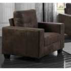 Leigh Antiqued Faux Leather Armchair Brown