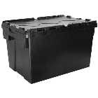 Barton Storage ALC6436/BLK/ECO/2 - 71L Black Eco Attached Lidded Container - Pack of 2 (600 x 400 x 365mm)