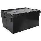 Barton Storage ALC6431/BLK/ECO/2 - 60L Black Eco Attached Lidded Container - Pack of 2 (600 x 400 x 310mm)