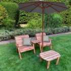 Charles Taylor Grand Twin Straight with Coffee Table and Grey Parasol and Cushions