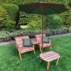 Charles Taylor Grand Twin Straight with Coffee Table and Green Parasol and Cushions