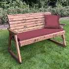 Charles Taylor Three Seater Rocker Bench with Burgundy Cushions