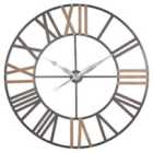 Celestial Antique Grey Metal & Wood Round Wall Clock