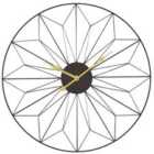 Celestial Black and Gold Metal Geo Design Round Wall Clock