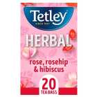 Tetley Herbal Rose, Rosehip & Hibiscus Tea Bags 20 per pack