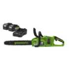 Greenworks 48v Cordless 36cm Brushless Motor Chainsaw with 2 x 24v 4Ah Battery and Charger
