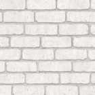 Fresco Mica Brick White Wallpaper