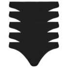 M&S Women's 5 Pack Microfibre Low Rise Thongs, Size 8-18, Black