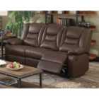 Kington LeatherGel and Faux Leather Reclining 3 Seater Sofa Brown