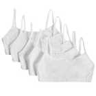 M&S Girls 5 Pack Cotton Crop Tops, 6-16 Years, White