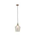 Antique Brass Metal and Clear Glass Pendant