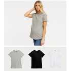 Maternity 3 Pack Black Grey and White T-Shirts