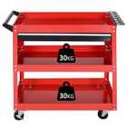 Durhand 3-tier Tool Trolley Cart Roller Cabinet Storage Tool - Red