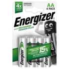 Energizer Power Plus AA Rechargeable Batteries 4 per pack