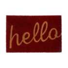 Premier Housewares Red Coir Doormat - Hello