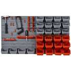 Durhand 44 Piece On-Wall DIY Storage Unit with 28 Cubes 10 Hooks 2 Boards Screws - Red & Grey