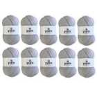 Korbond Light Grey Double Knit Yarn Bulk Pack Bundle - 10 x 100g