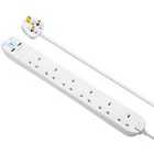 Masterplug 6 Gang 2m Surge Protected Extension Lead w 2 USB