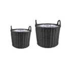 Ivyline Polyrattan Set Of Two Lined Planters Willow