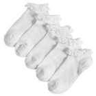 M&S Kids 5 Pack Frill Edge Socks, Size 8-7, White