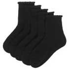 M&S Girls 5 Pack of Short Picot Socks, Size 8-7, Black