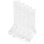M&S Girls 5pk Knee High Pelerine Socks, 8-7, White