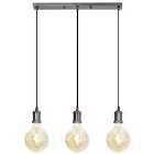 4lite WiZ Decorative 3-way Bar Pendant in Black with 3 x WiFi Smart LED G125 Globe Tunable White Lamps