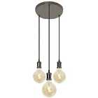 4lite WiZ Decorative 3-way Circular Pendant in Black with 3 x WiFi Smart LED G125 Globe Tunable White Lamps