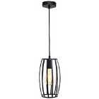 4lite WiZ Black Pendant with Pear Shape Cage Shade & Smart ST64 E27 Vintage Amber Lamp