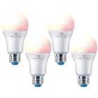 4lite WiZ Connected LED Smart A60 Bulb Wifi & Bluetooth ES (E27) Colour Changing, Tuneable White & Dimmable - 4 Pack