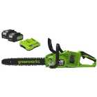 Greenworks Cordless Chainsaw 48V with 2 x 24V 4Ah Batteries & Charger