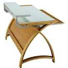 Jual Helsinki Curve Oak/Glass Desk 1300