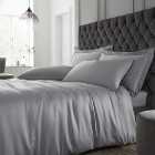 Catherine Lansfield Silky Soft Satin Silver Duvet Cover and Pillowcase Set