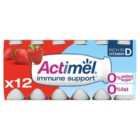 Actimel Strawberry 0% Added Sugar Fat Free Yoghurt Drink 12 x 100g
