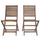 Charles Bentley Wooden Acacia Pair Of Foldable Dining Chairs