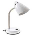 Premier Housewares Desk Lamp in White Gloss Chrome with Flexible Stem