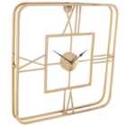 Celestial Gold Metal Square Wall Clock
