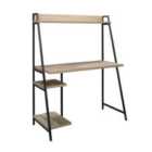 Teknik Industrial Style Bench Desk with Shelf - Charter Oak Finish