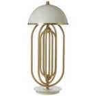 Premier Housewares Metropolis Table Lamp with White/Gold Finish Base & Metal Shade